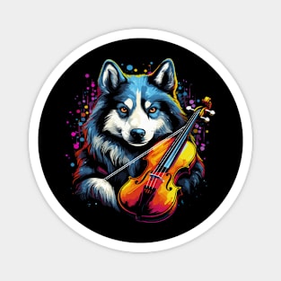 Siberian Husky Playing Violin Magnet